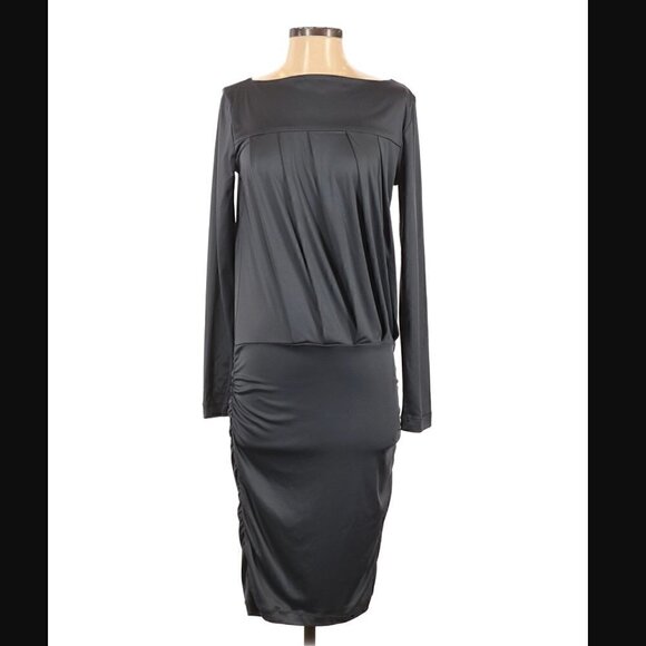 RACHEL Rachel Roy Dress XS Pleated Ruched Long Sleeve Pewter Gray Cocktail Party - Picture 3 of 8